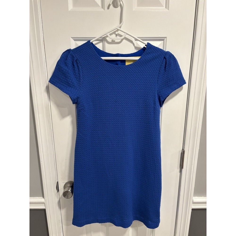 Anthropologie Maeve Royal Blue Textured Short Sleeve Shift Dress Women's‎ S